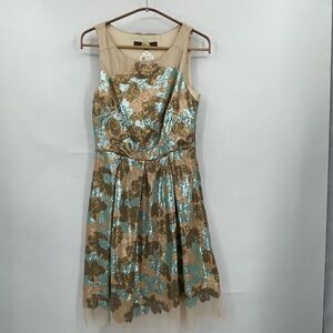 NWT Eva Franco Multicolor Floral Sequined Fit & Flare Orla Mini Dress Size 4